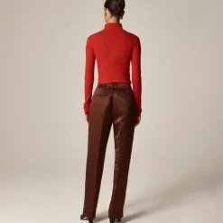 Wide-leg pleated pant in duchesse satin