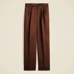 Wide-leg pleated pant in duchesse satin