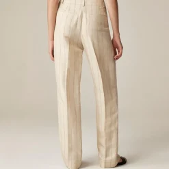 Wide-leg trouser in striped linen blend