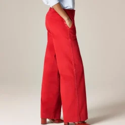 Wide-leg trouser with satin stripe in washed velvet