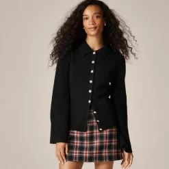 Wool-blend mini skirt in Stewart tartan