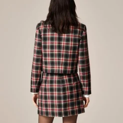 Wool-blend mini skirt in Stewart tartan