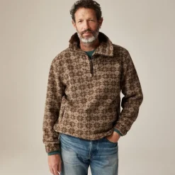 Wool-blend sherpa fleece quarter-zip pullover