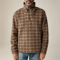 Wool-blend sherpa fleece quarter-zip pullover