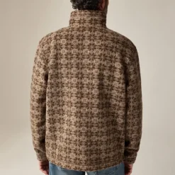 Wool-blend sherpa fleece quarter-zip pullover