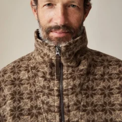 Wool-blend sherpa fleece quarter-zip pullover