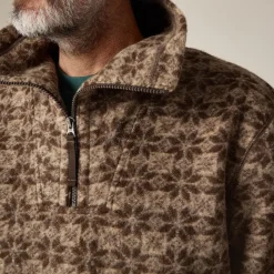 Wool-blend sherpa fleece quarter-zip pullover