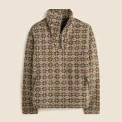 Wool-blend sherpa fleece quarter-zip pullover