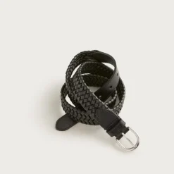 Woven elasticated Italian leather belt