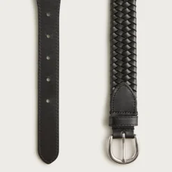 Woven elasticated Italian leather belt