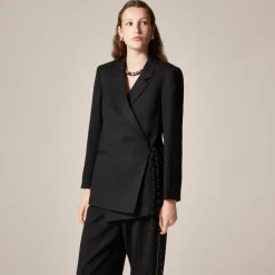 Wrap blazer in wool blend