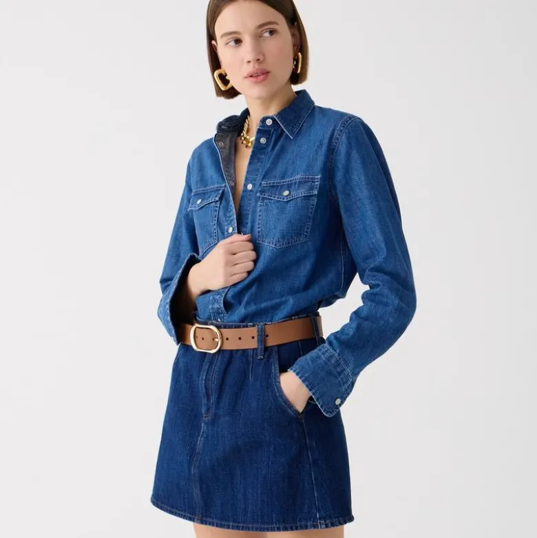 Wren slim western chambray shirt in Villere wash