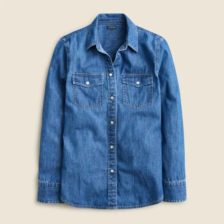 Wren slim western chambray shirt in Villere wash