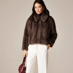 Zip-up jacket in faux fur