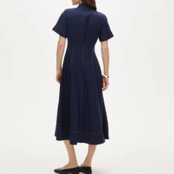 Zip-up shirt-dress in Gramercy linen blend