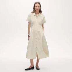 Zip-up shirt-dress in Gramercy linen blend