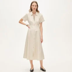 Zip-up shirt-dress in Gramercy linen blend